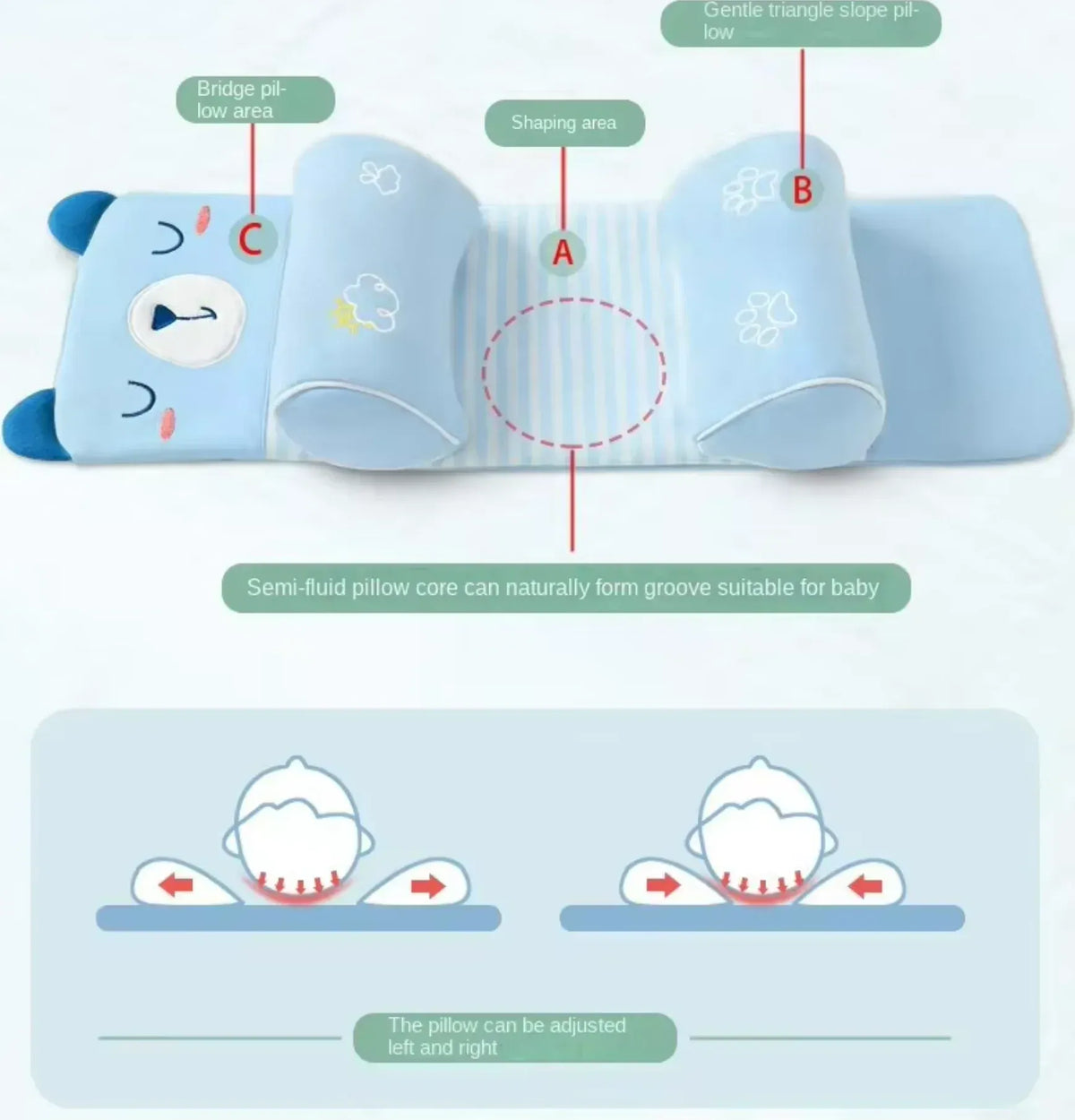Adjustable Baby Pillow – Soft & Comfortable Baby Cushion