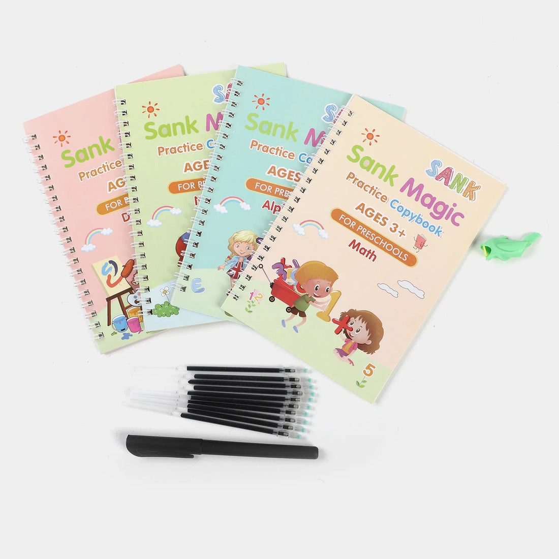 Magic Practice Copybook Set – 4 Books, Pen & 10 Refills