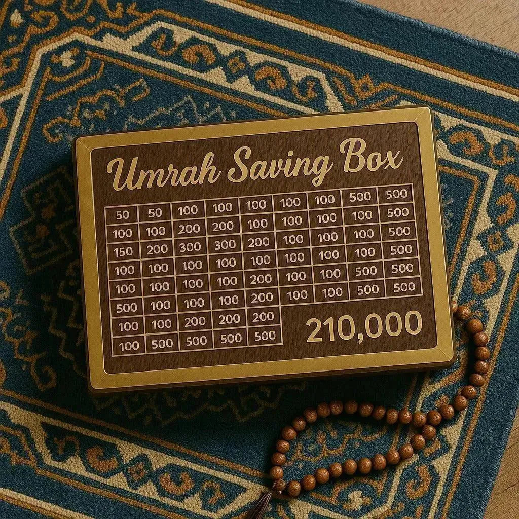 Umrah Saving Box Premium Wood 5-in-1 Design