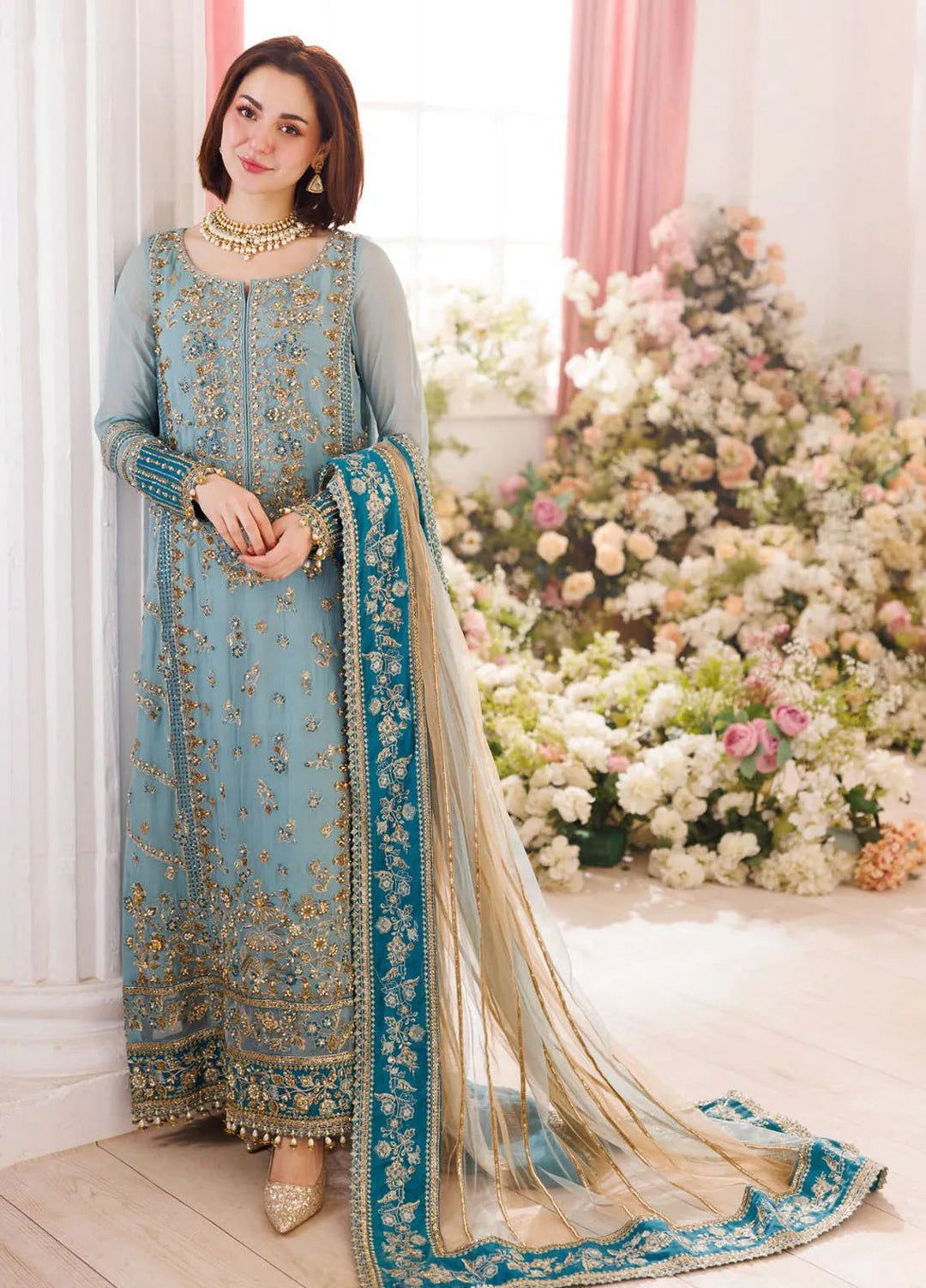 Calvura, Brand Charizma Chiffon Embroidered 3 Piece Suit with Net Dupatta & Ada Work