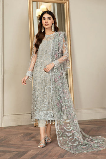 Calvura Zarif Luxury Net Heavy Embroidered 3 Piece Suit with Inner & Ready-to-Wear Dupatta